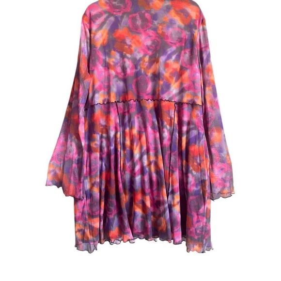 TopShop Lettuce Edge Mesh Mini Tea Dress in Pink Rose. Size 2XL. - Picture 7 of 12